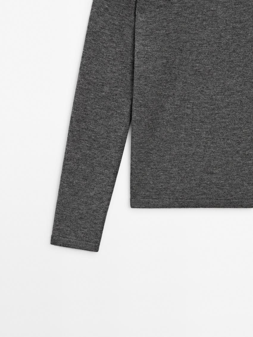 Massimo Dutti Knitted With Wool Women Sweater Dark Grey | US-GY7925613