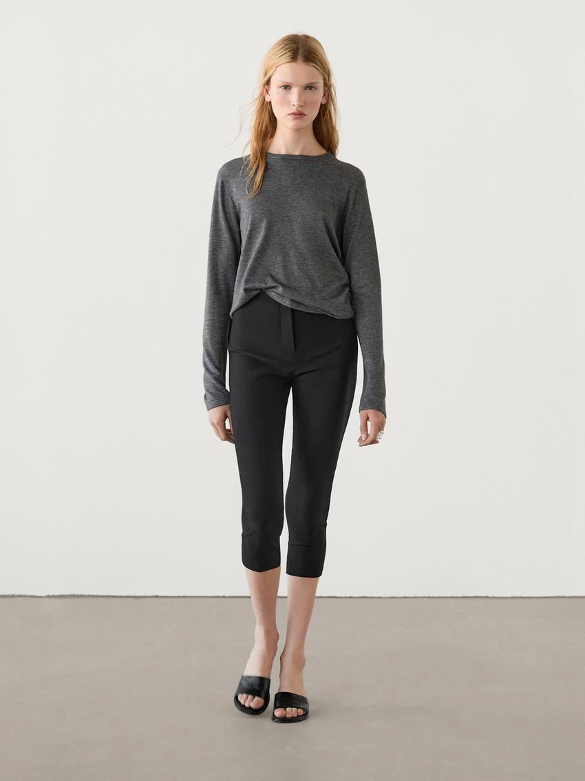 Massimo Dutti Knitted With Wool Women Sweater Dark Grey | US-GY7925613