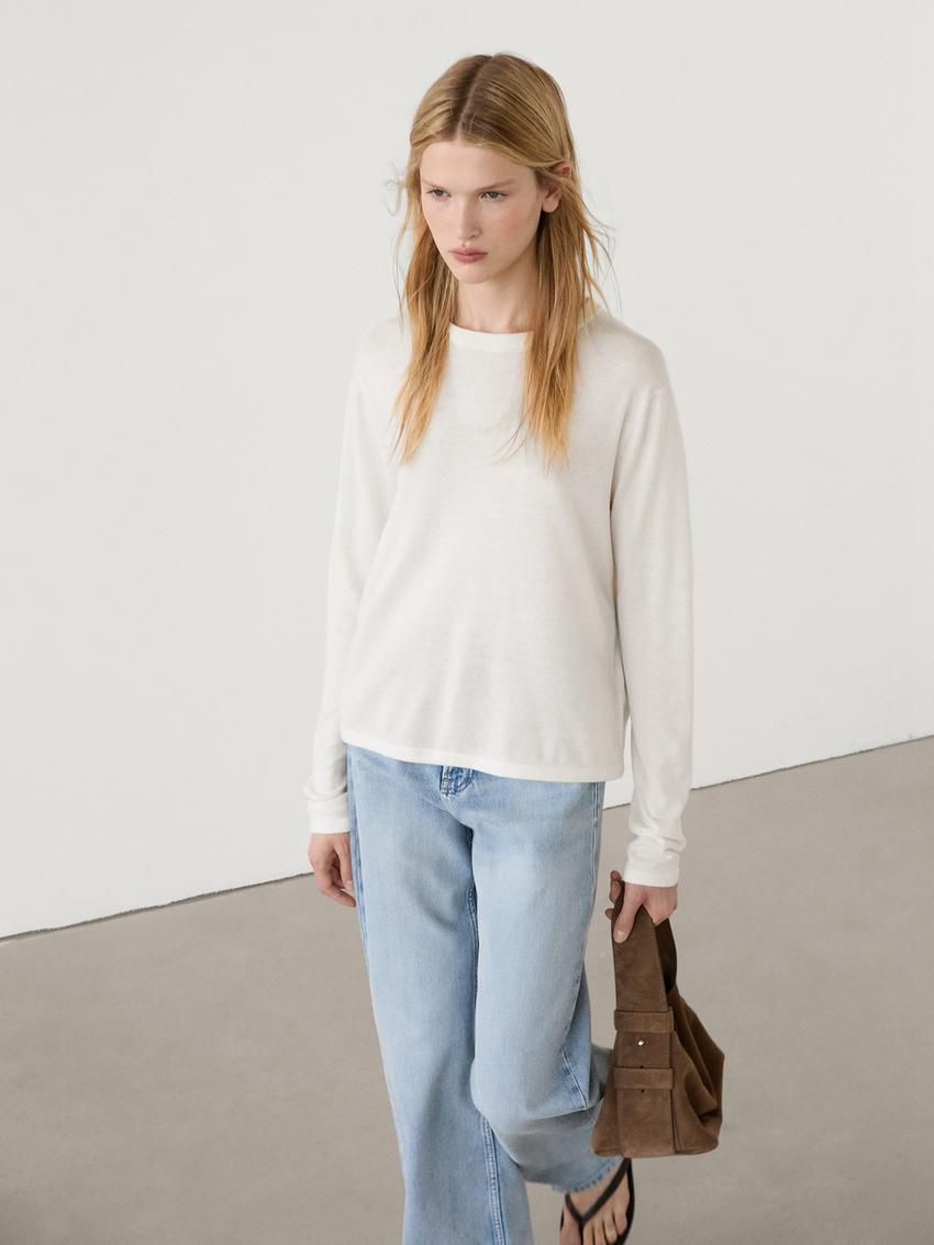 Massimo Dutti Knitted With Wool Women Sweater Cream | US-CW9328061