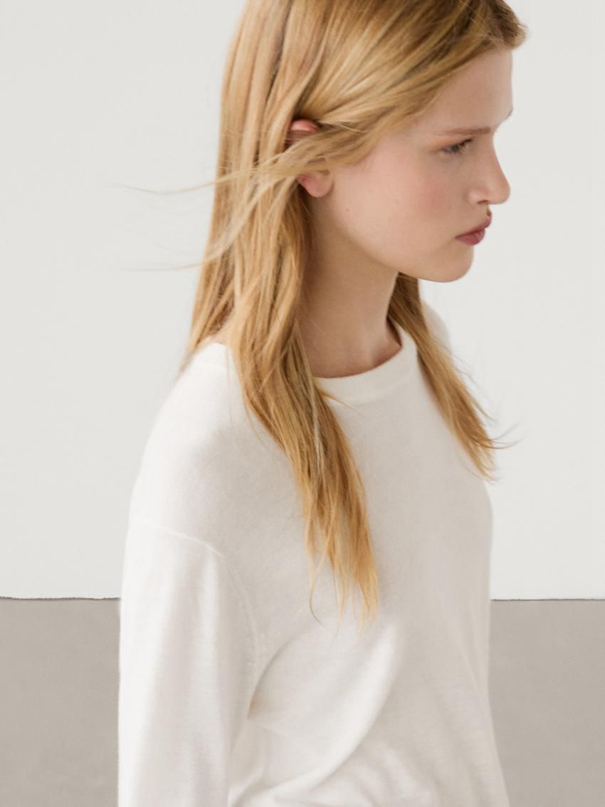 Massimo Dutti Knitted With Wool Women Sweater Cream | US-CW9328061