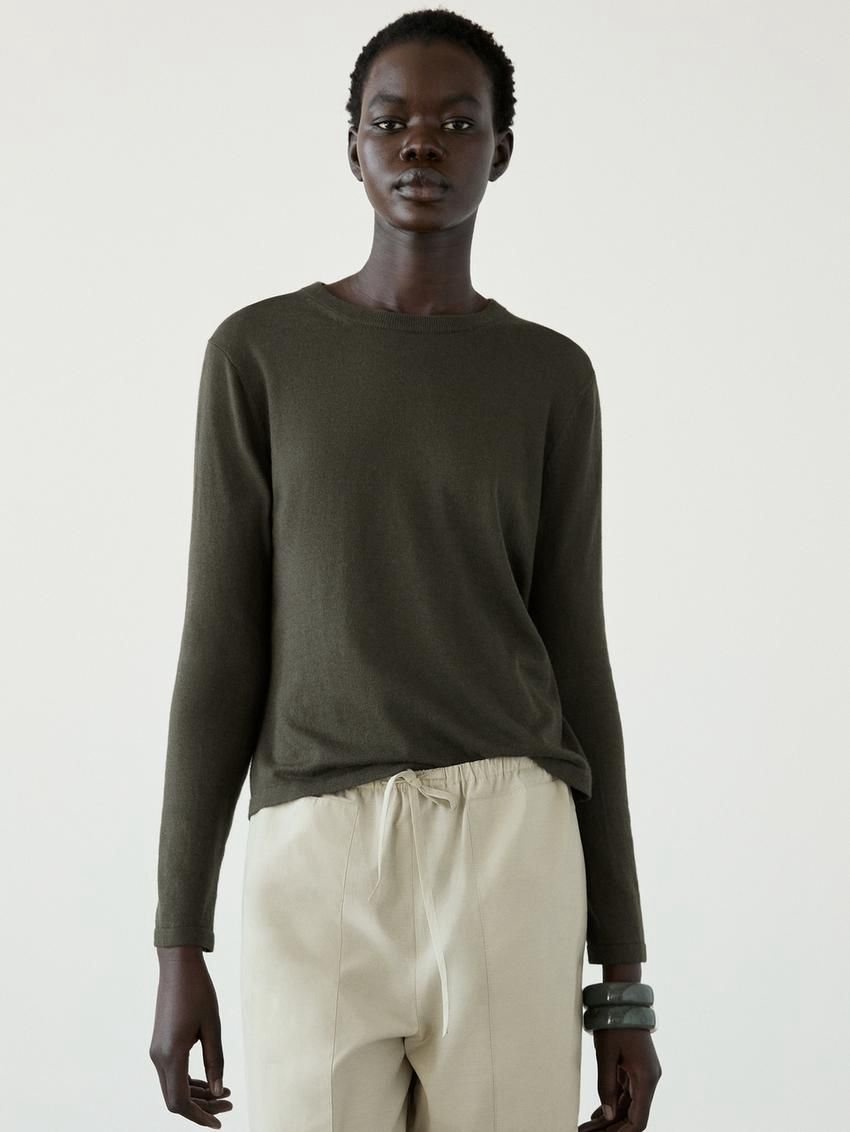 Massimo Dutti Knitted With Wool Women Sweater Dark Green | US-NA7583906