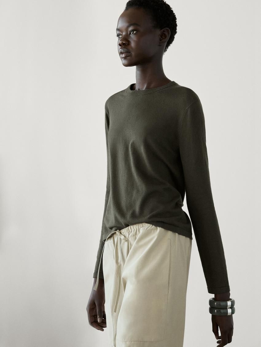Massimo Dutti Knitted With Wool Women Sweater Dark Green | US-NA7583906