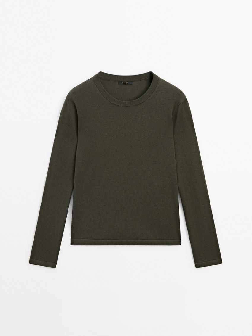 Massimo Dutti Knitted With Wool Women Sweater Dark Green | US-NA7583906