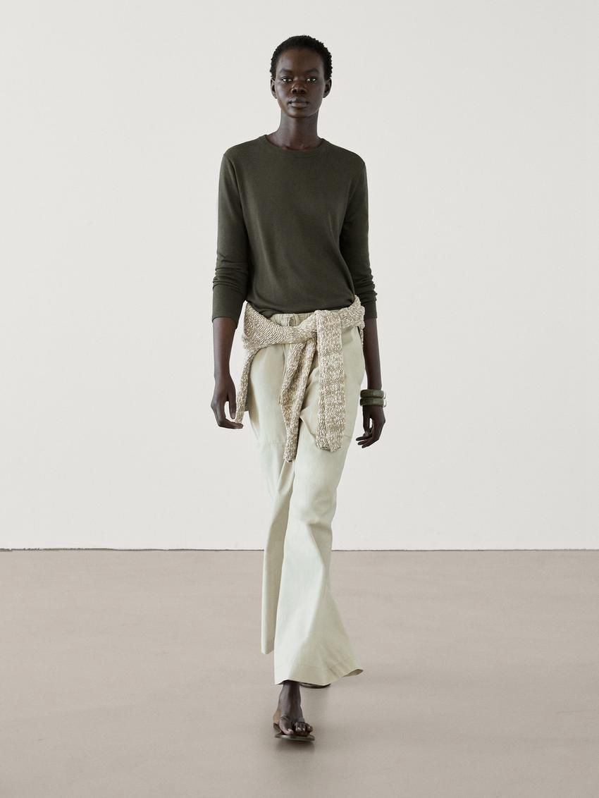 Massimo Dutti Knitted With Wool Women Sweater Dark Green | US-NA7583906