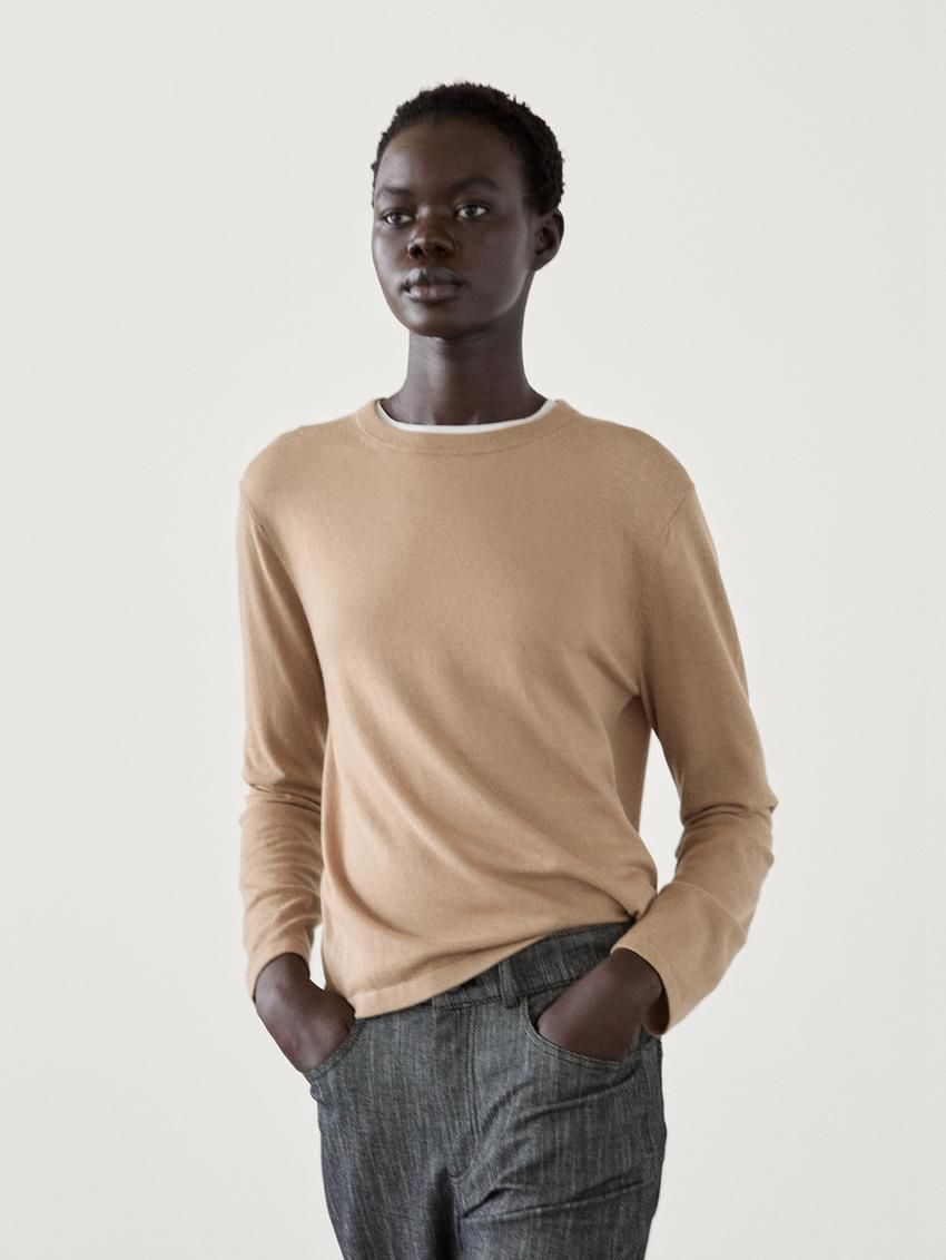 Massimo Dutti Knitted With Wool Women Sweater Brown | US-BN4239756