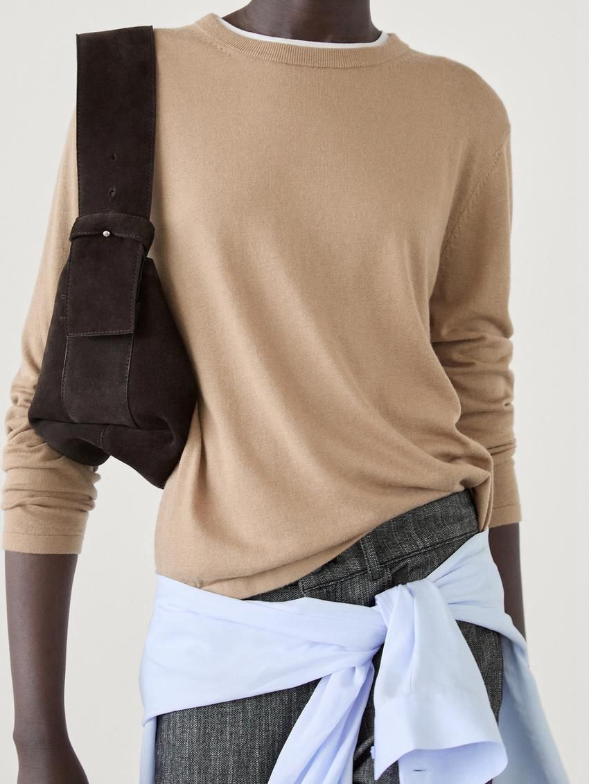 Massimo Dutti Knitted With Wool Women Sweater Brown | US-BN4239756