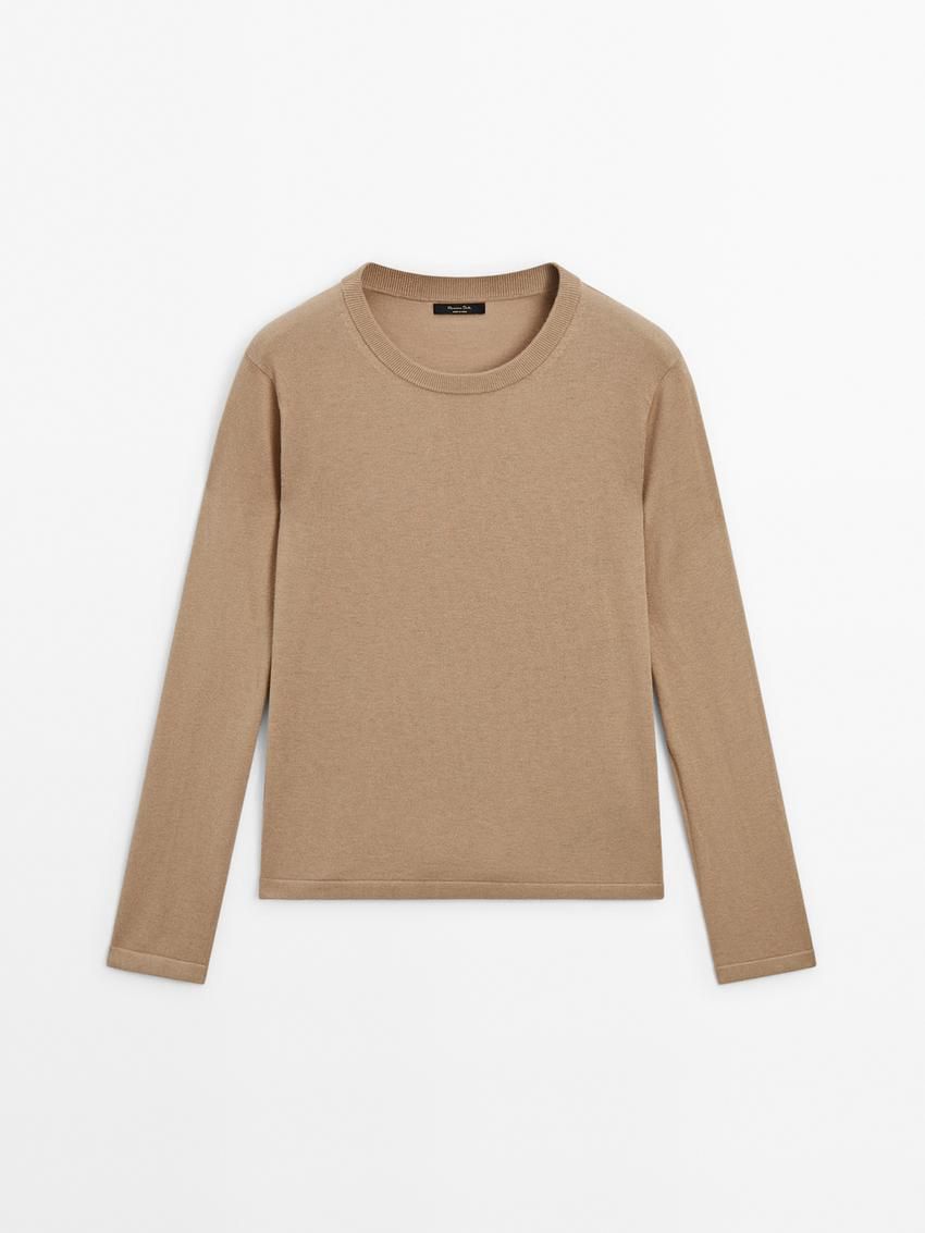 Massimo Dutti Knitted With Wool Women Sweater Brown | US-BN4239756