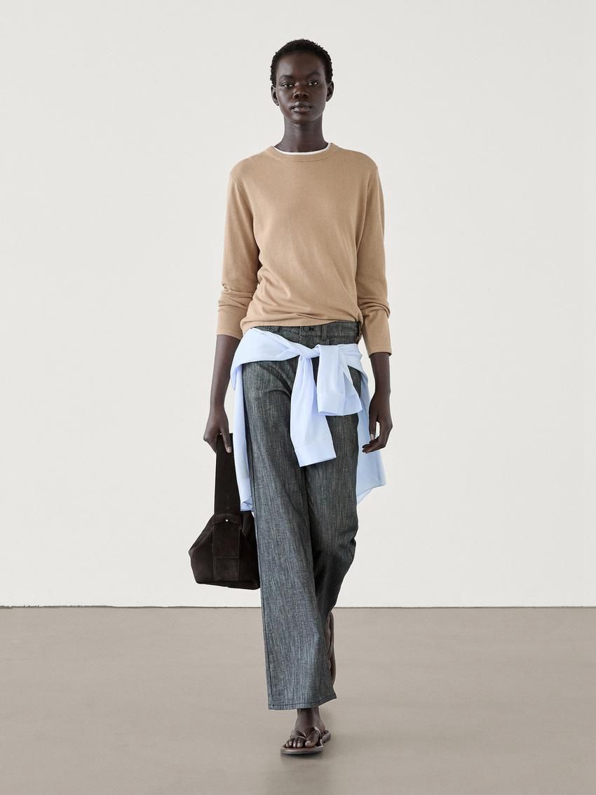 Massimo Dutti Knitted With Wool Women Sweater Brown | US-BN4239756
