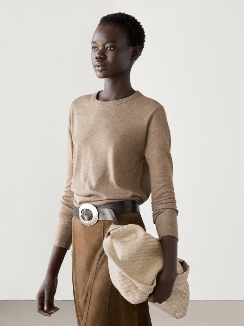 Massimo Dutti Knitted With Wool Women Sweater Light Brown | US-QP3652780