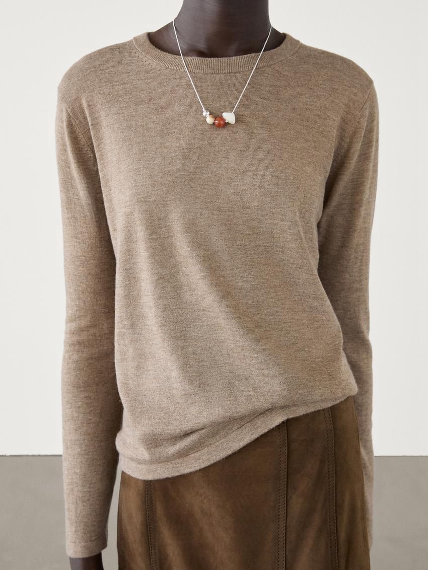 Massimo Dutti Knitted With Wool Women Sweater Light Brown | US-QP3652780