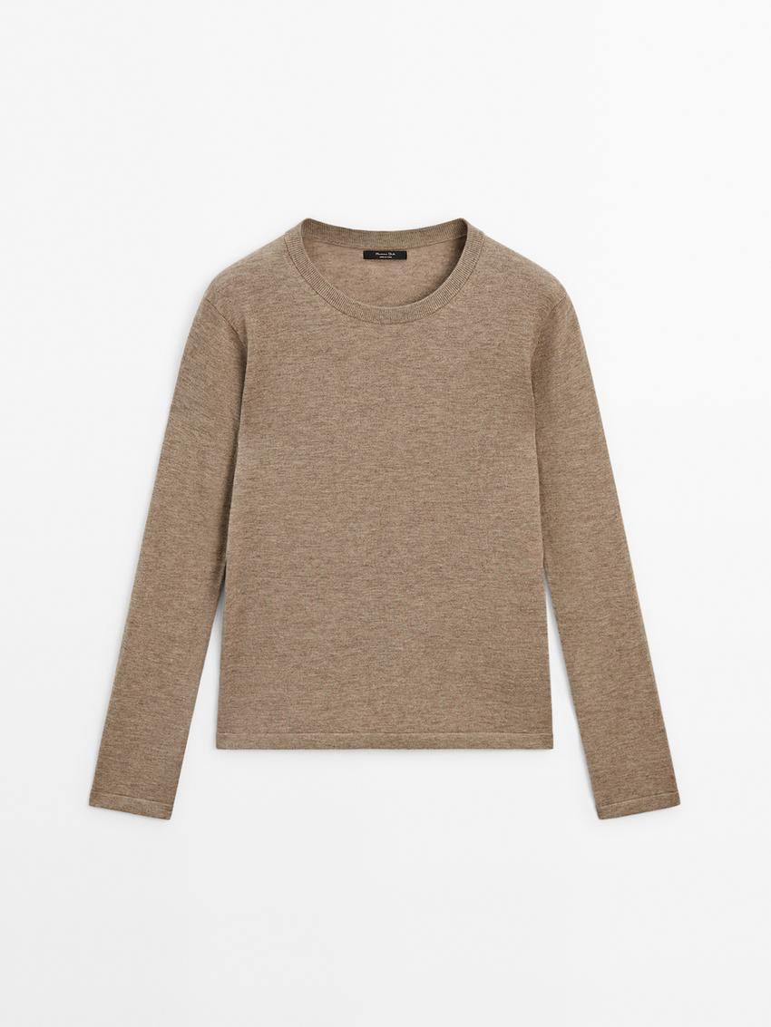 Massimo Dutti Knitted With Wool Women Sweater Light Brown | US-QP3652780