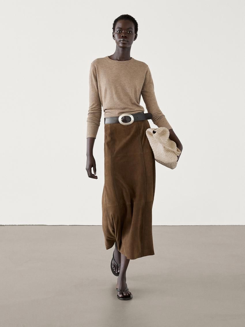 Massimo Dutti Knitted With Wool Women Sweater Light Brown | US-QP3652780