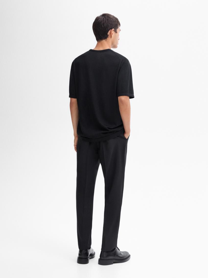 Massimo Dutti Knitted Wool Blend Men T-Shirt Black | US-VF6129374