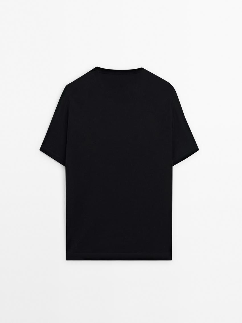 Massimo Dutti Knitted Wool Blend Men T-Shirt Black | US-VF6129374