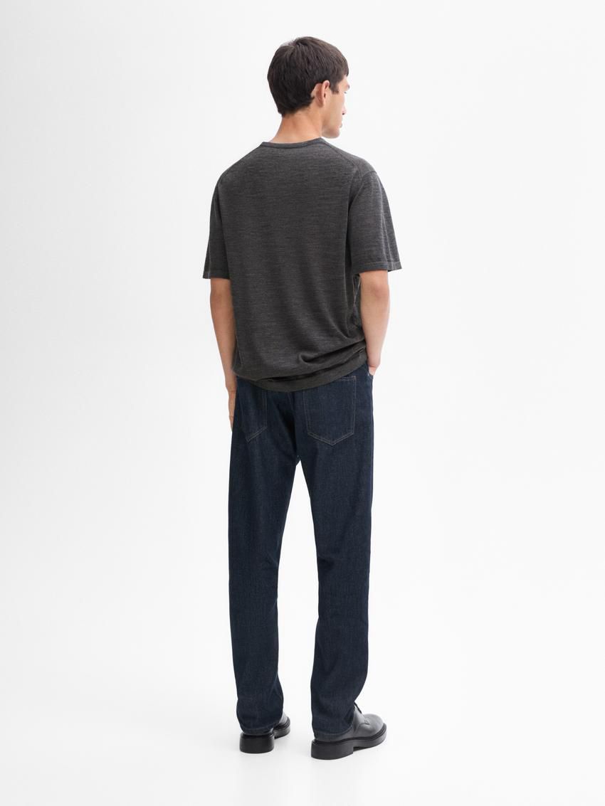 Massimo Dutti Knitted Wool Blend Men T-Shirt Dark Grey | US-MY6802314