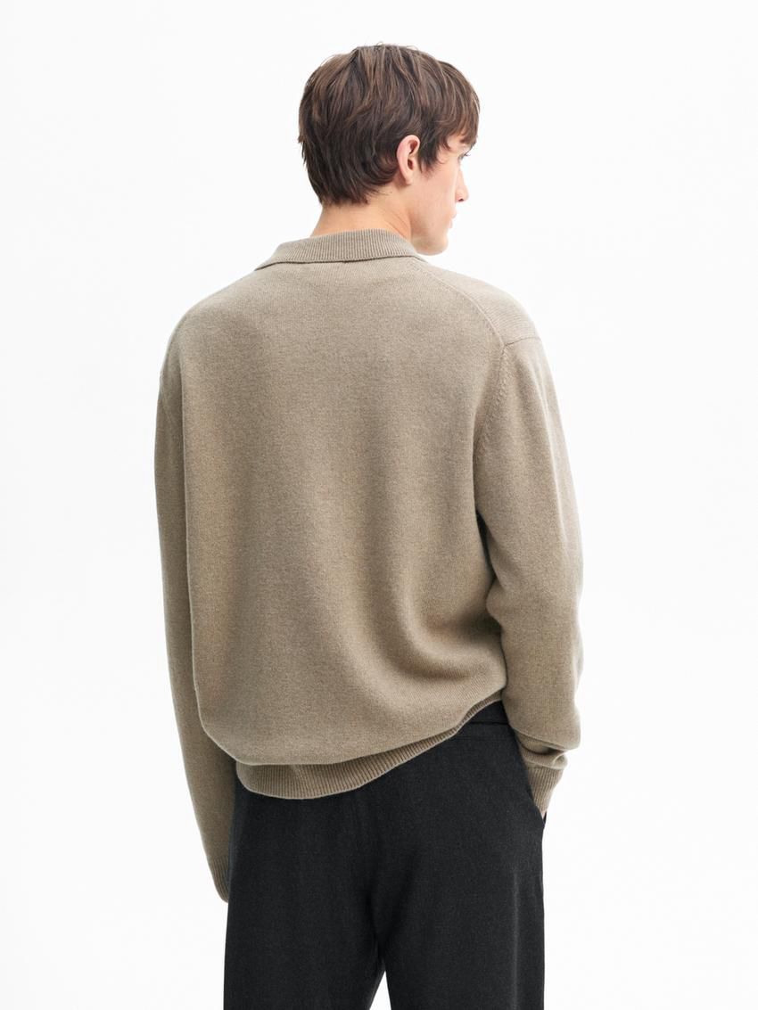 Massimo Dutti Knitted Wool Men Cardigan Khaki | US-OJ1528064