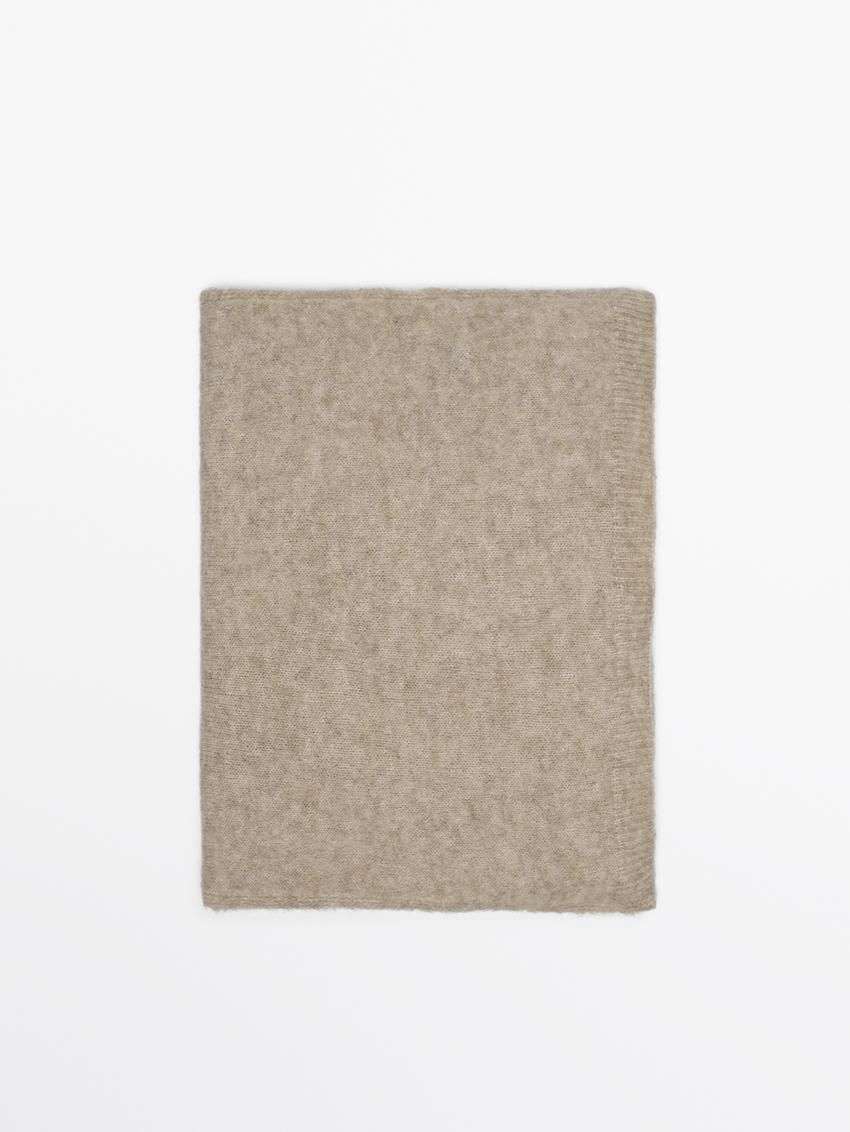Massimo Dutti Knitted Woollen Women Scarf Khaki Brown | US-OE9618572
