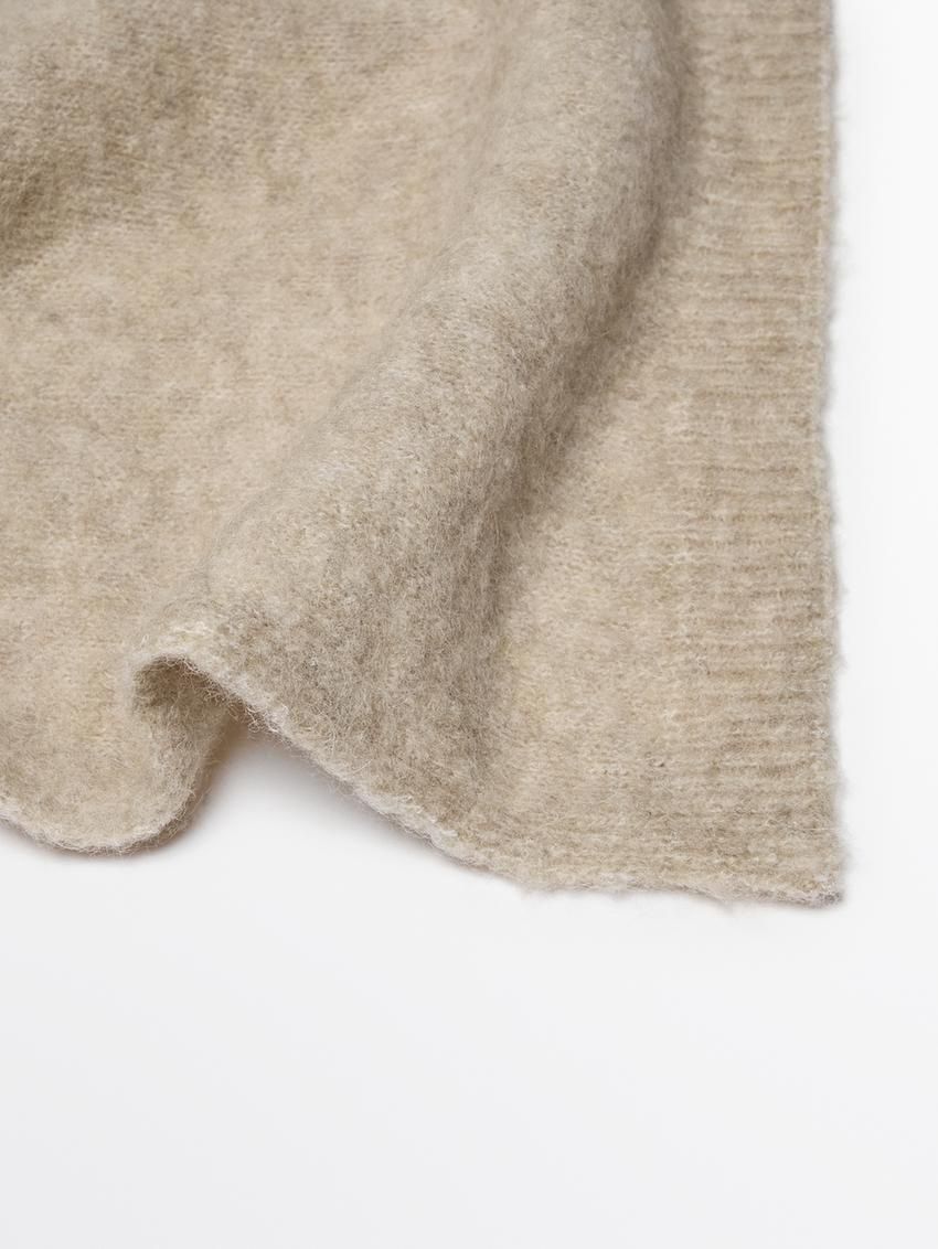 Massimo Dutti Knitted Woollen Women Scarf Khaki Brown | US-OE9618572