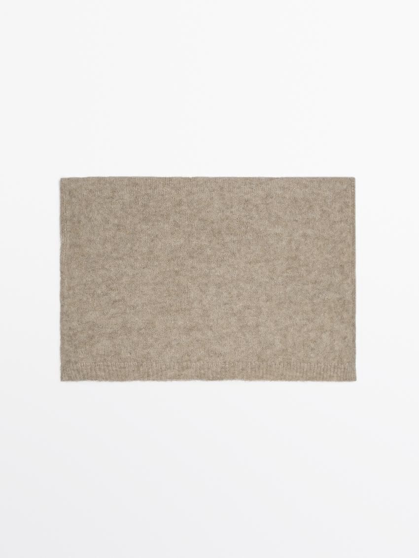 Massimo Dutti Knitted Woollen Women Scarf Khaki Brown | US-OE9618572