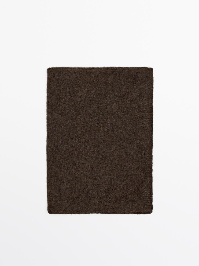 Massimo Dutti Knitted Woollen Women Scarf Dark Brown | US-UV4720319