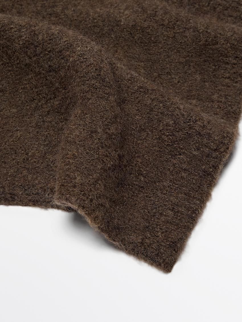 Massimo Dutti Knitted Woollen Women Scarf Dark Brown | US-UV4720319
