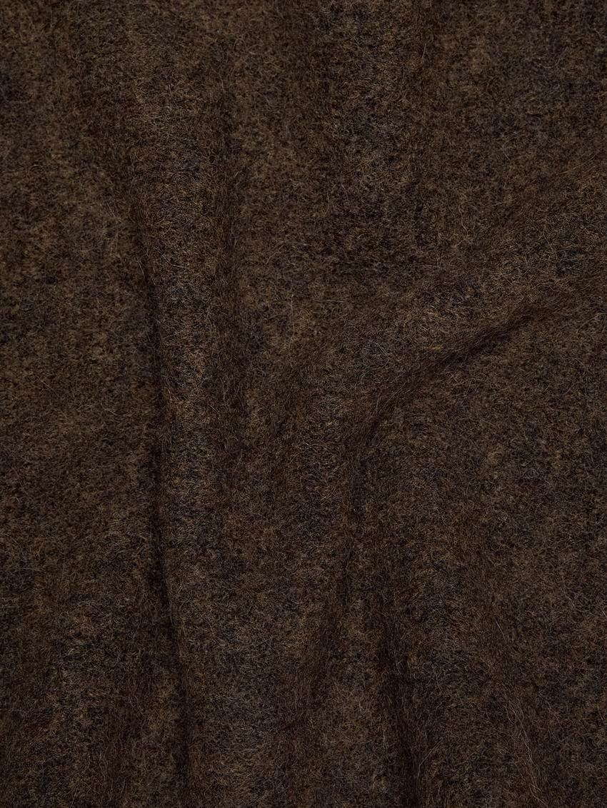 Massimo Dutti Knitted Woollen Women Scarf Dark Brown | US-UV4720319