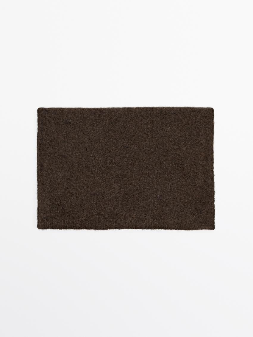 Massimo Dutti Knitted Woollen Women Scarf Dark Brown | US-UV4720319