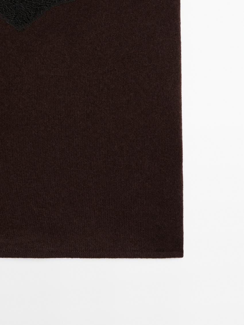 Massimo Dutti Lace-trimmed Camisole Women Top Chocolate | US-VG4735609