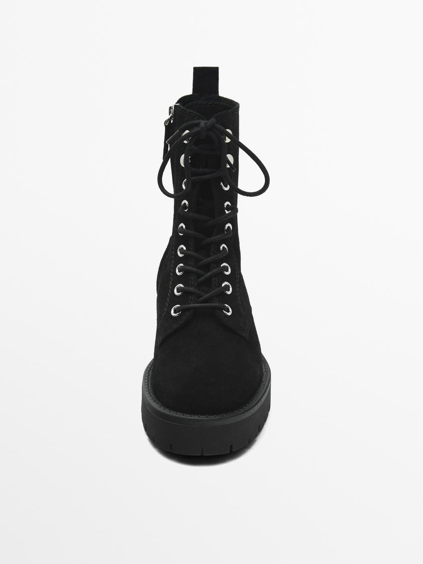 Massimo Dutti Lace-up With Track Soles Women Ankle Boots Black | US-EZ7834192