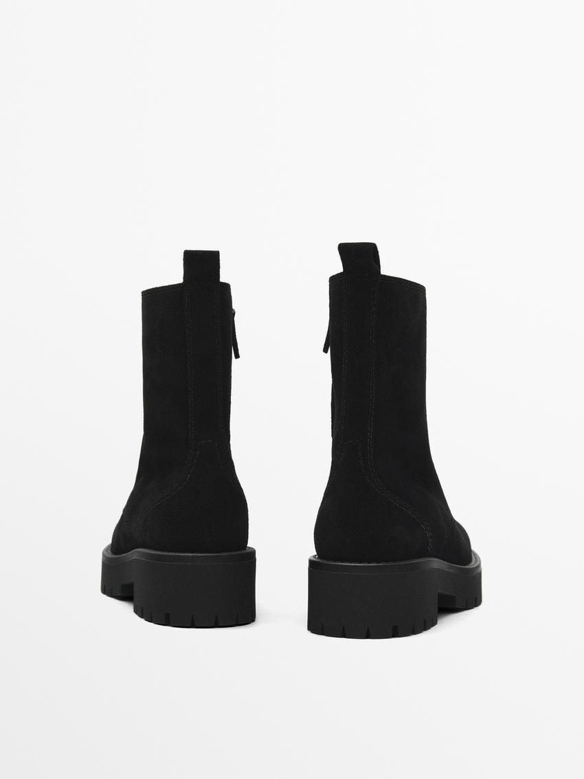 Massimo Dutti Lace-up With Track Soles Women Ankle Boots Black | US-EZ7834192