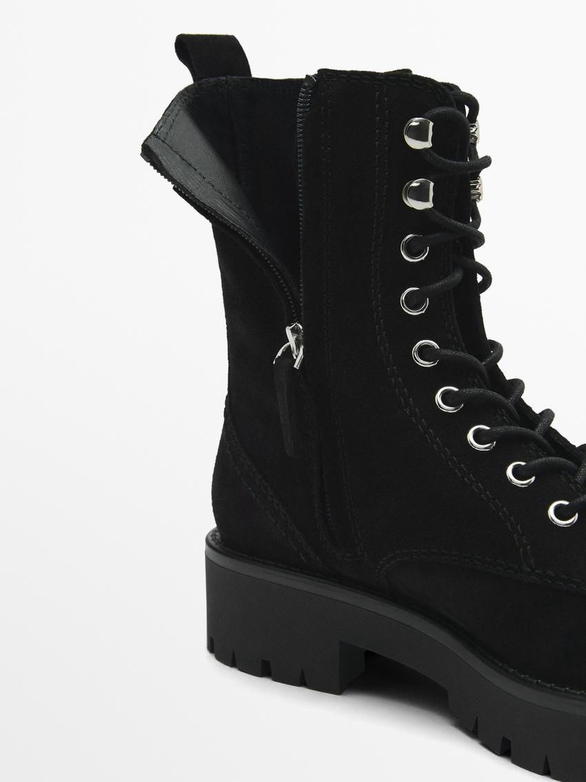 Massimo Dutti Lace-up With Track Soles Women Ankle Boots Black | US-EZ7834192