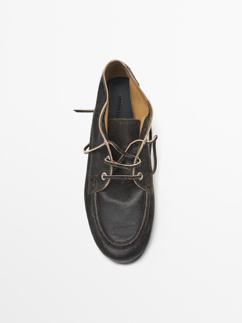 Massimo Dutti Leather Boot-style Women Boat Shoes Dark Brown | US-UQ9368014