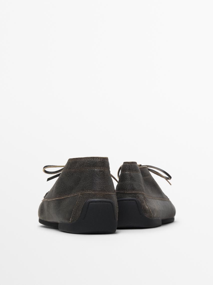 Massimo Dutti Leather Boot-style Women Boat Shoes Dark Brown | US-UQ9368014