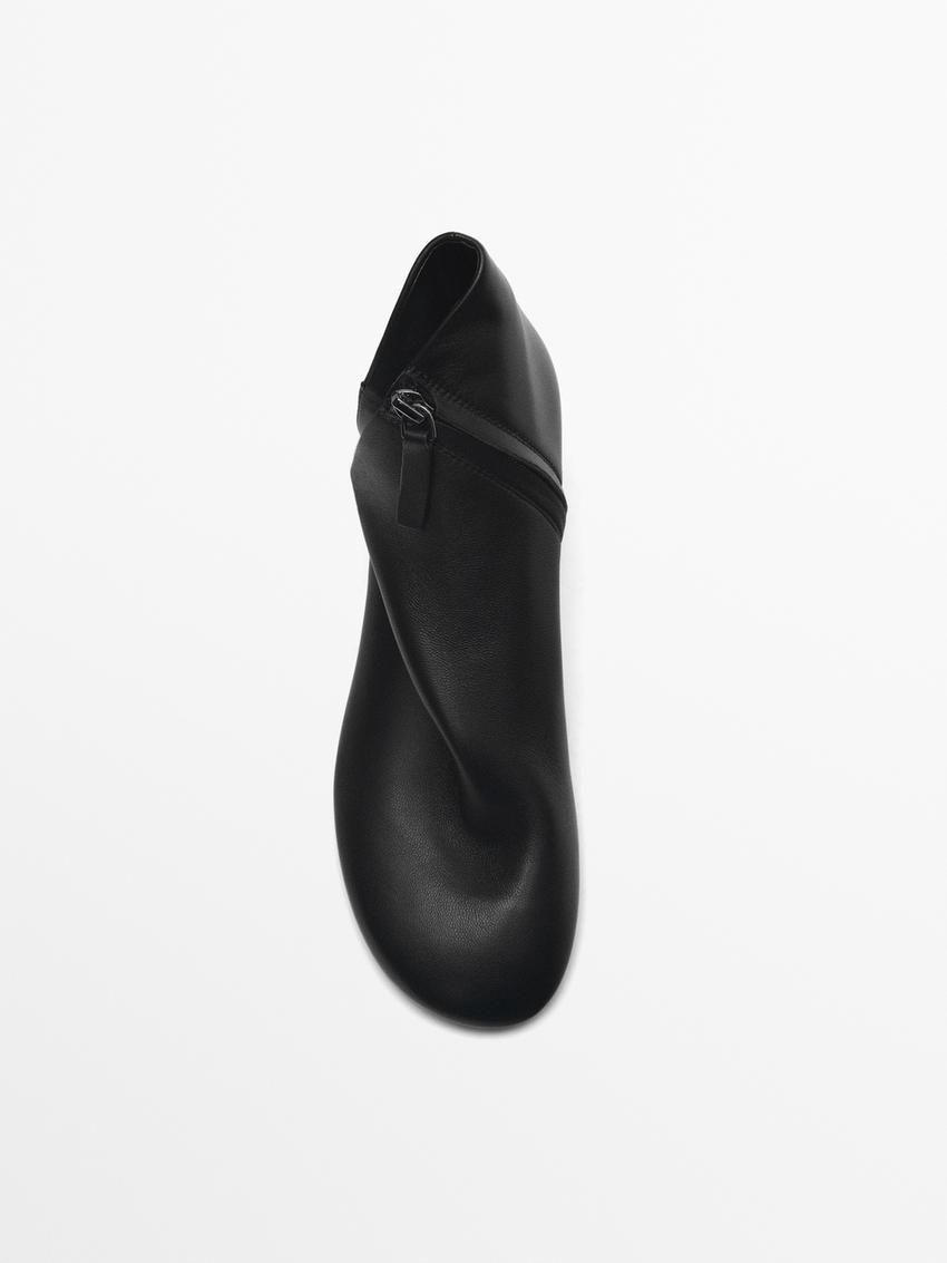 Massimo Dutti Leather Heeled Women Ankle Boots Black | US-JY0524369