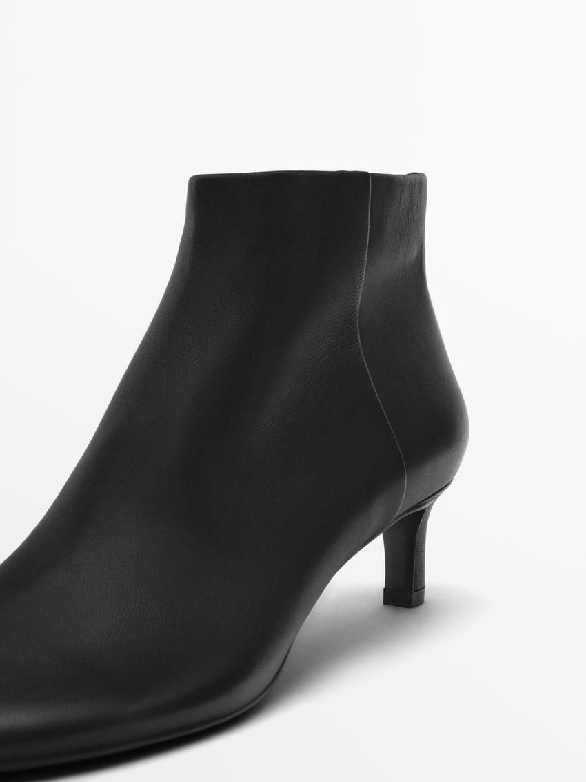Massimo Dutti Leather Heeled Women Ankle Boots Black | US-JY0524369