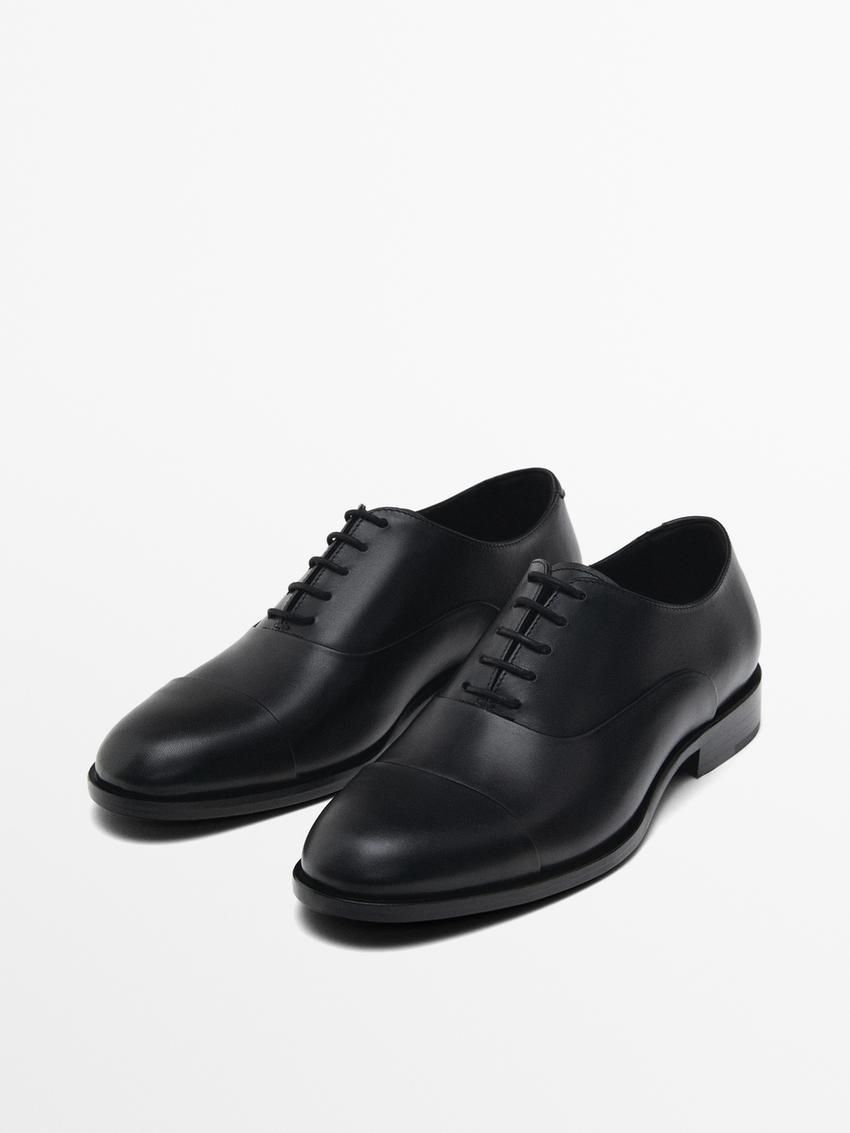 Massimo Dutti Leather Lining Men Oxford Shoes Black | US-BZ2396157