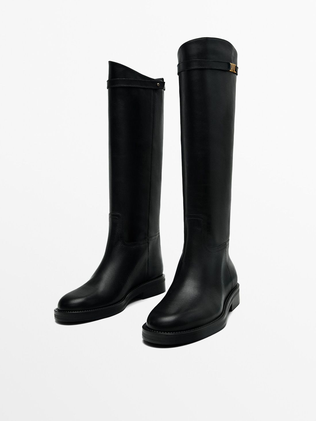 Massimo Dutti Leather Lining Women Riding Boots Black | US-LK6347809