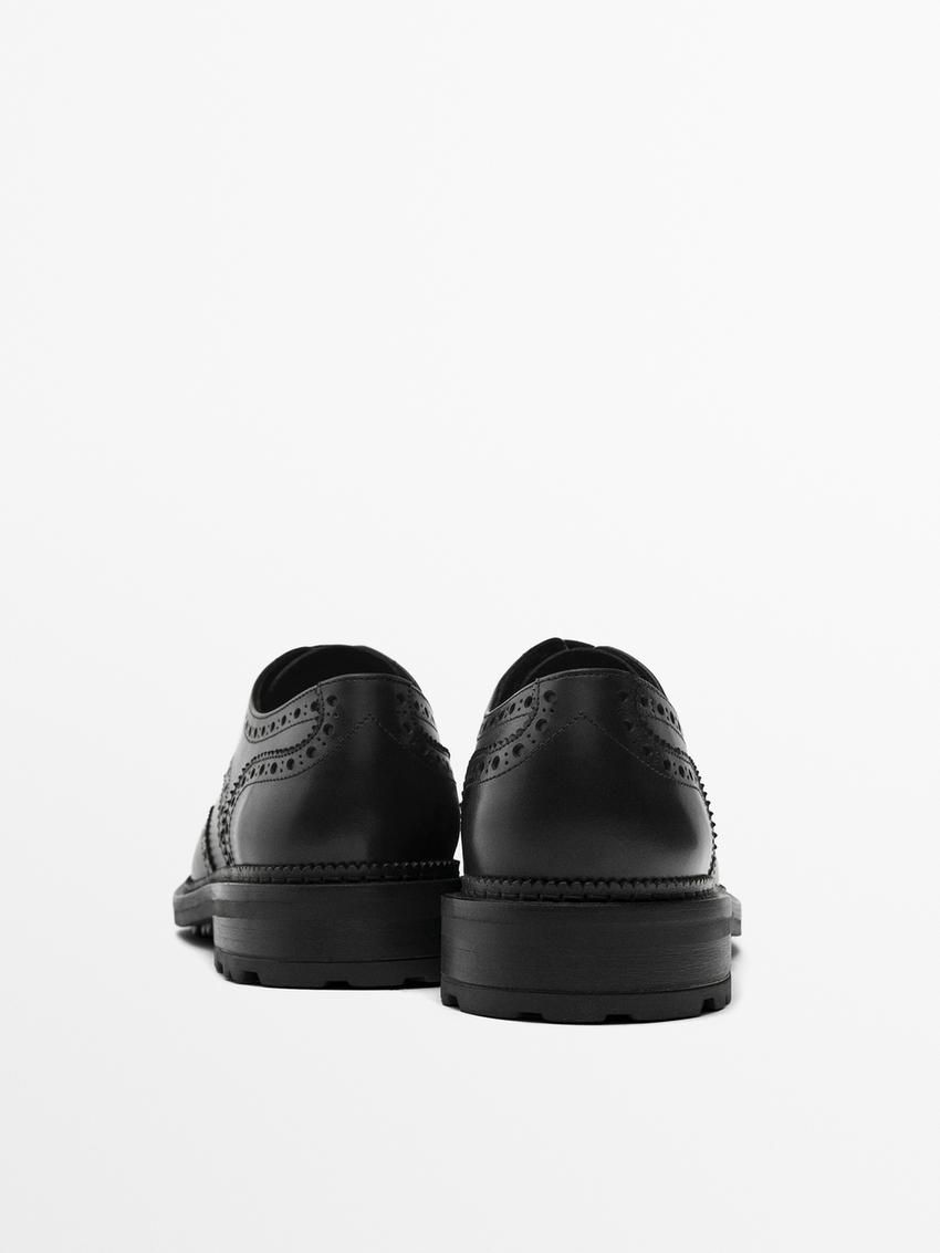 Massimo Dutti Leather Men Brogues Black | US-MP3967140