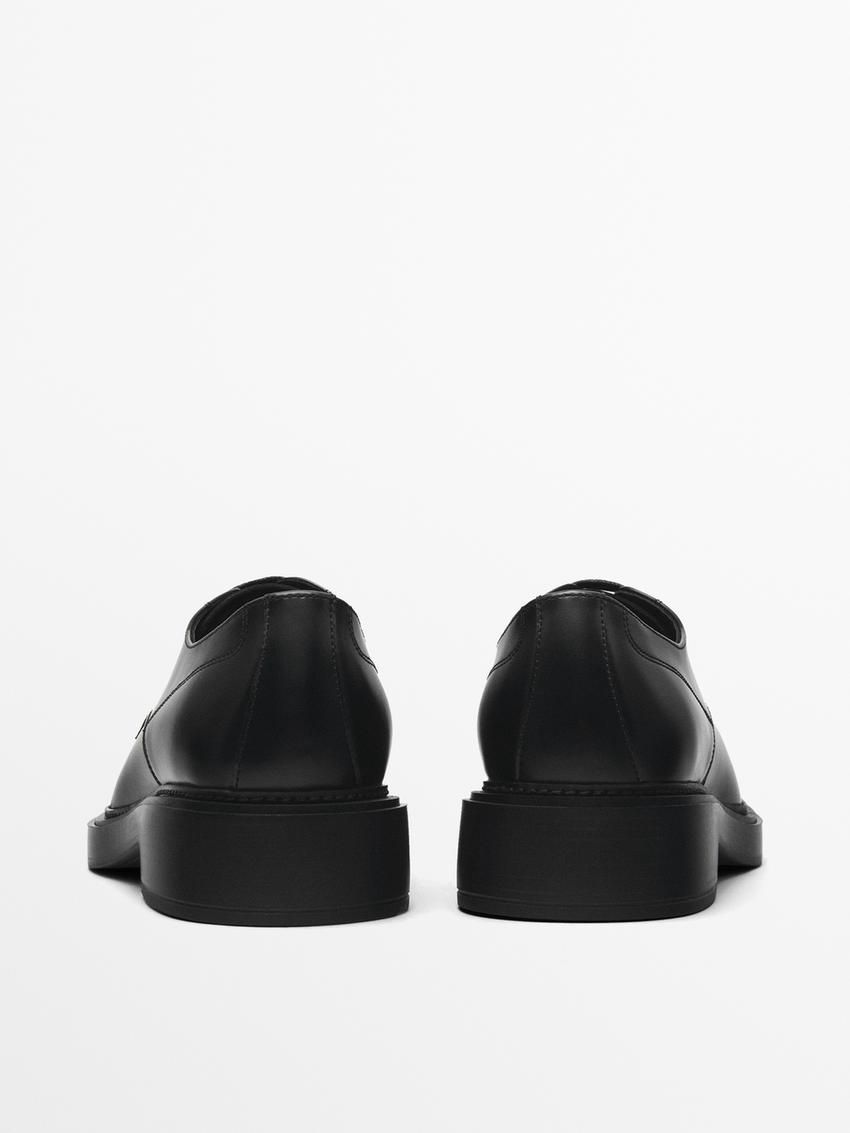 Massimo Dutti Leather Men Derby Shoes Black | US-PX6891542