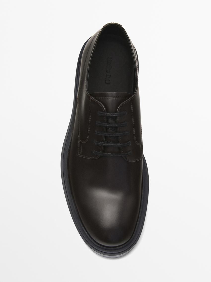 Massimo Dutti Leather Men Derby Shoes Dark Brown | US-NL7806345