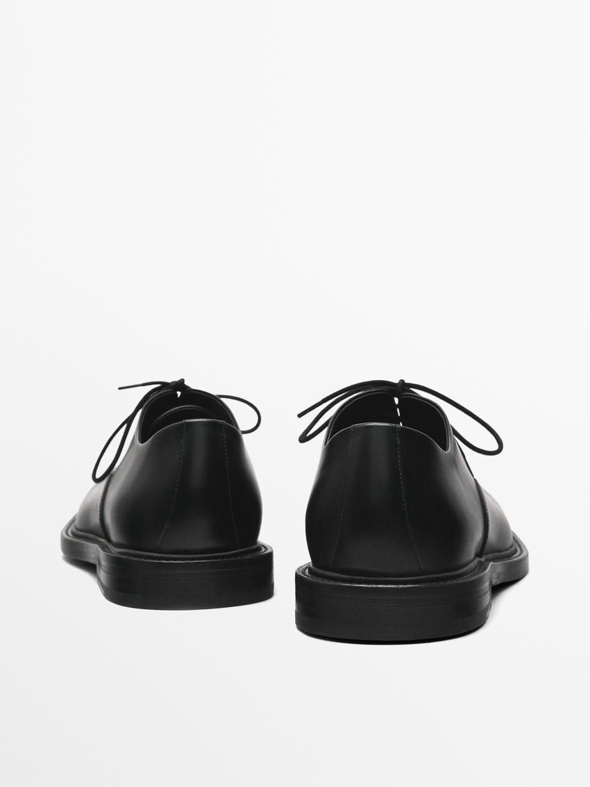 Massimo Dutti Leather Men Oxford Shoes Black | US-VJ5790864