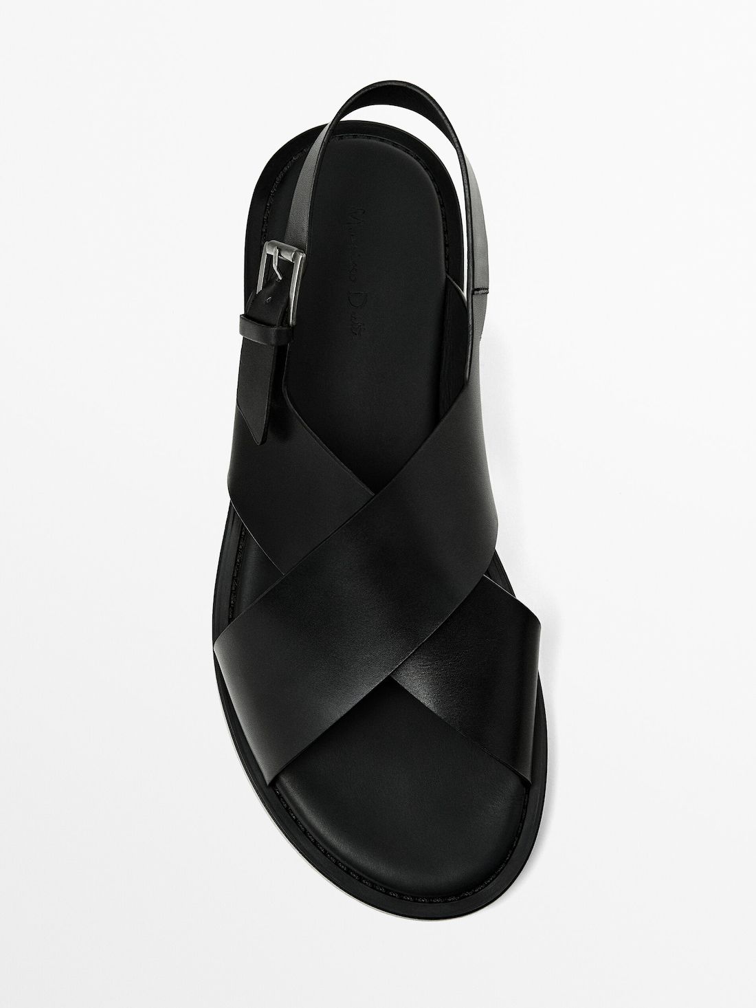 Massimo Dutti Leather Men Sandals Black | US-BH0986154
