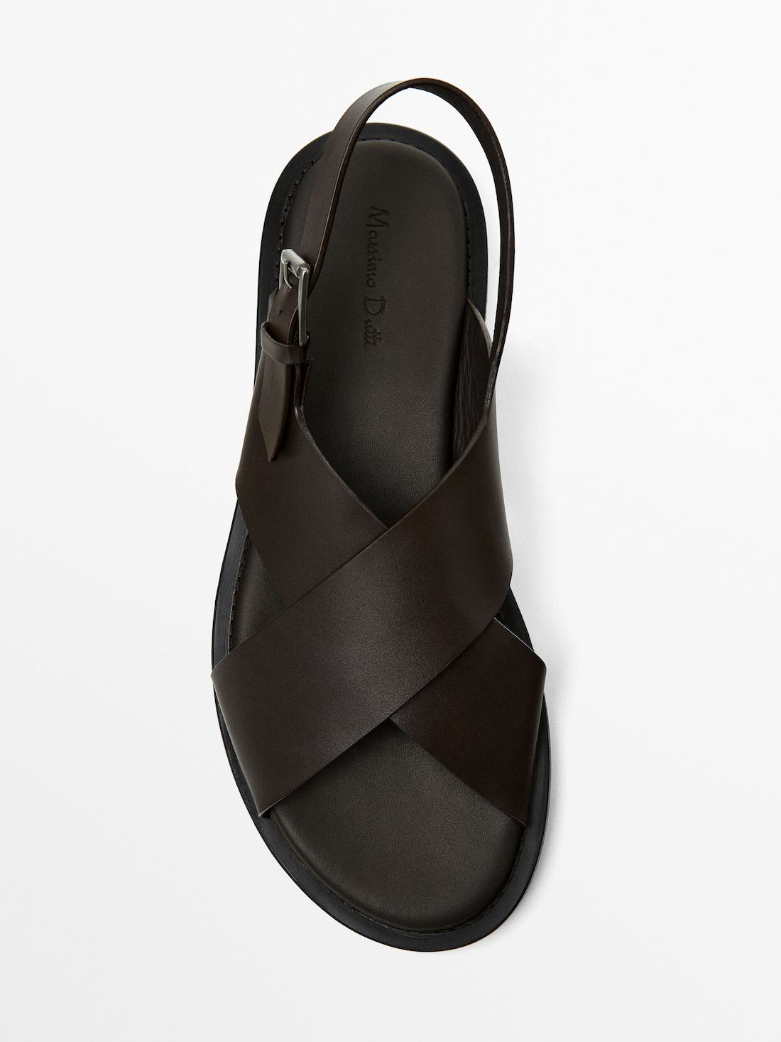Massimo Dutti Leather Men Sandals Dark Brown | US-UW1086597