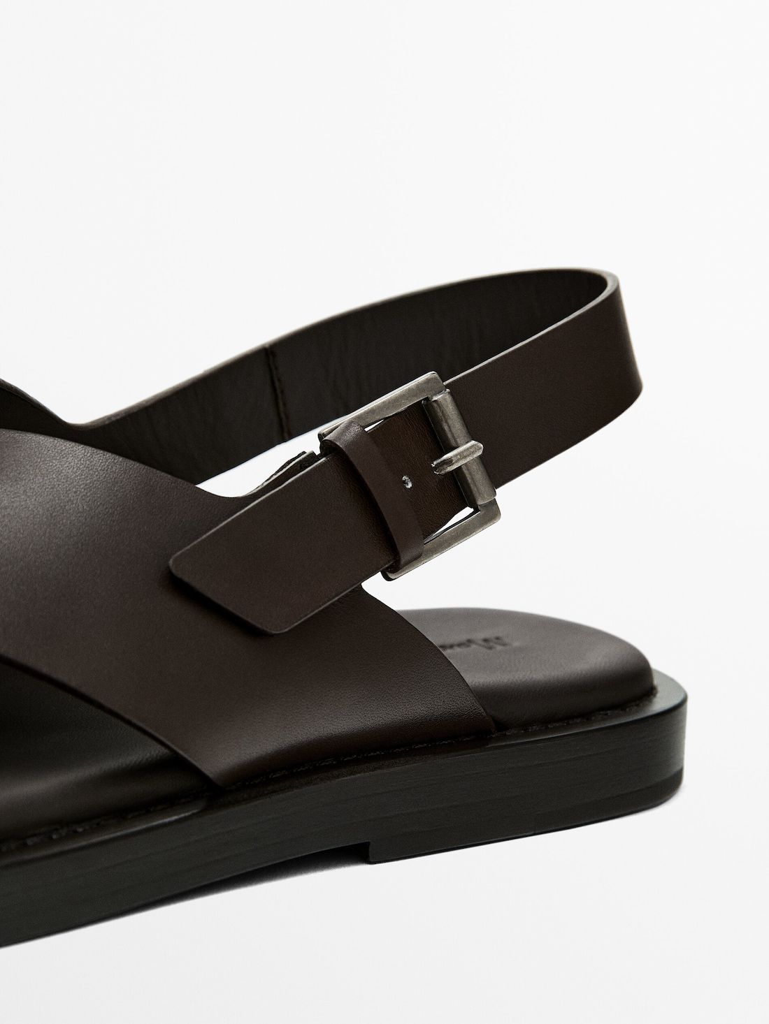 Massimo Dutti Leather Men Sandals Dark Brown | US-UW1086597