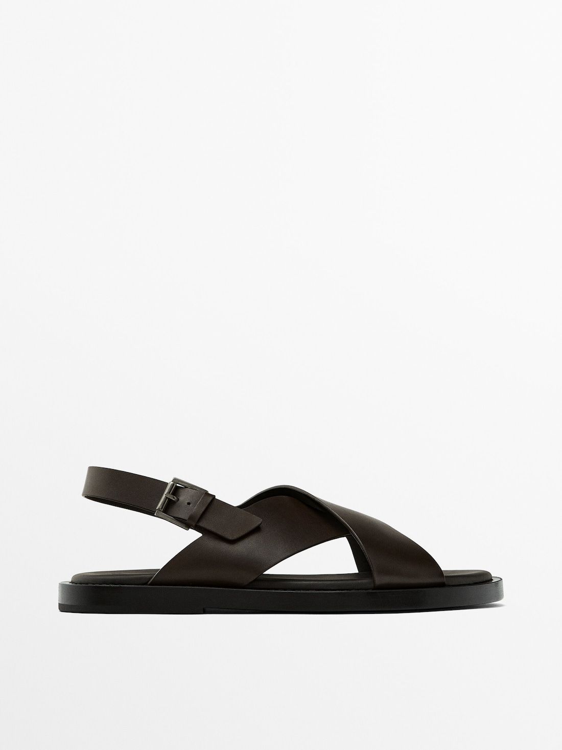 Massimo Dutti Leather Men Sandals Dark Brown | US-UW1086597