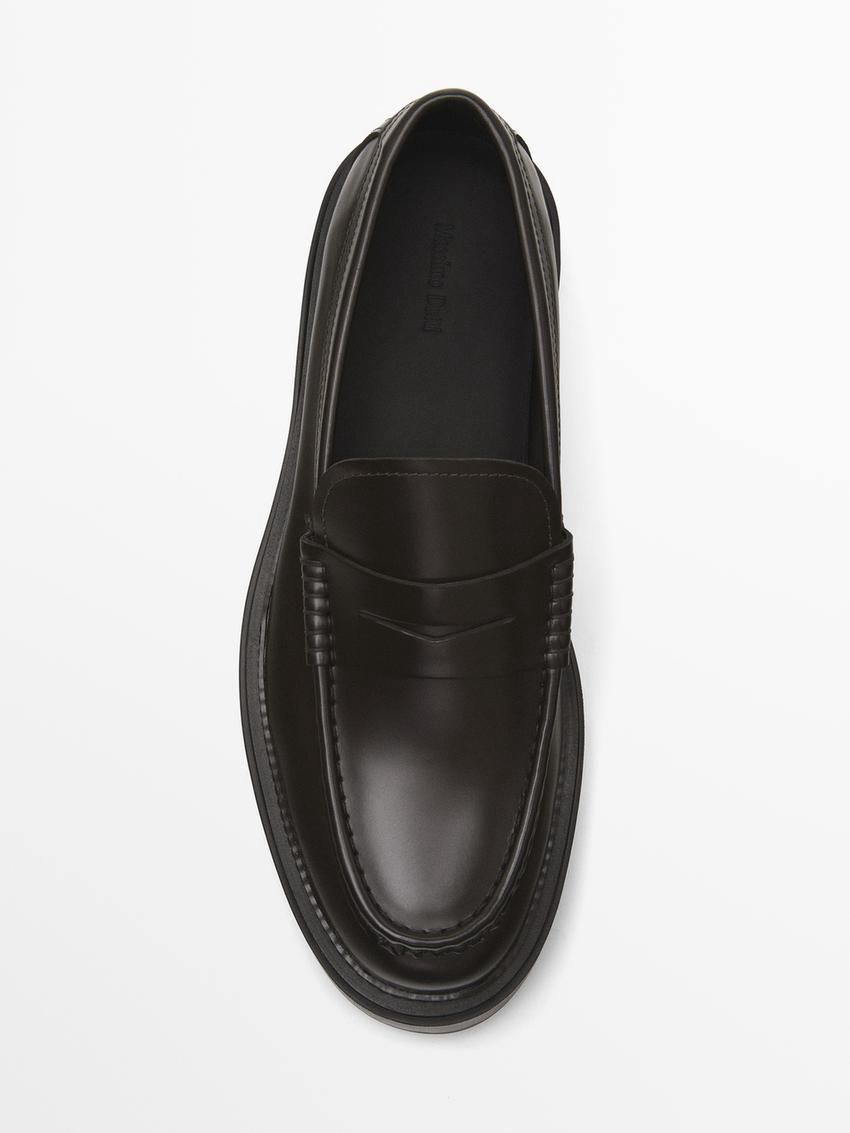 Massimo Dutti Leather Penny Men Loafers Dark Brown | US-RW8903472