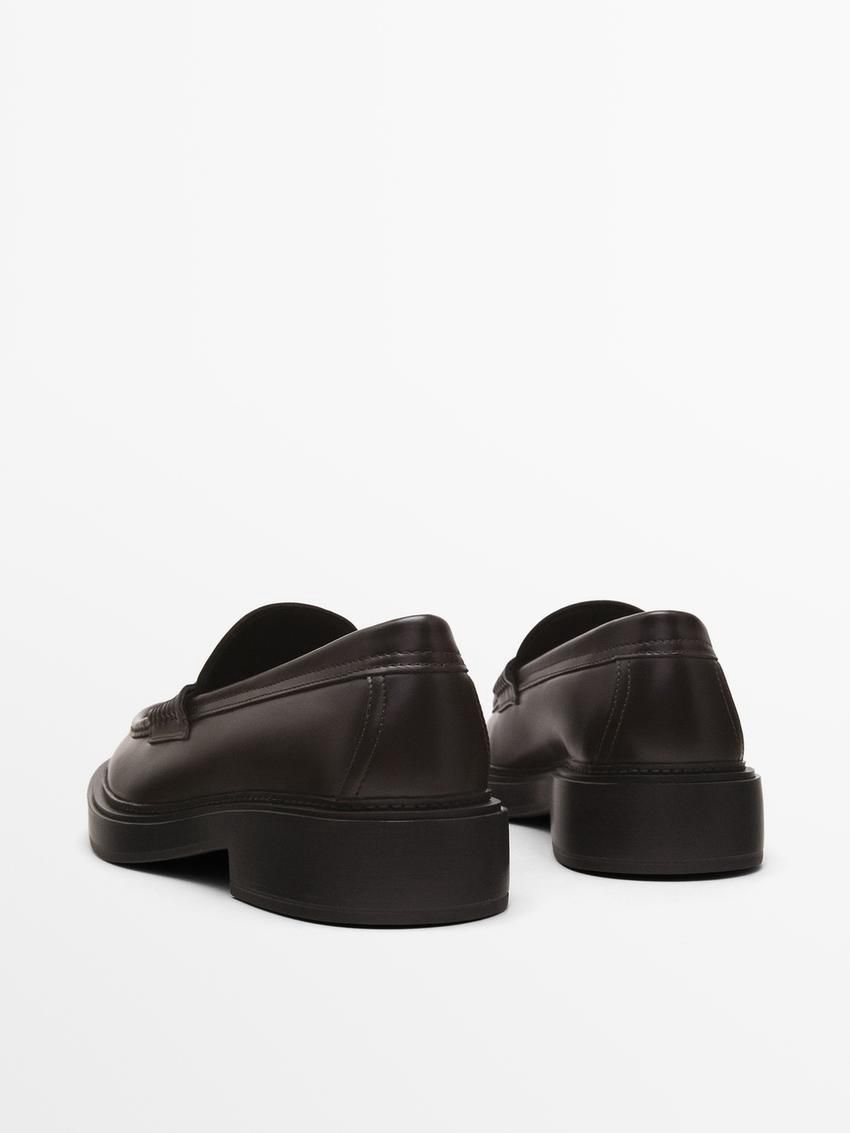 Massimo Dutti Leather Penny Men Loafers Dark Brown | US-RW8903472