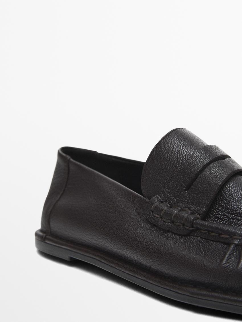 Massimo Dutti Leather Penny Women Loafers Black | US-IF5197463