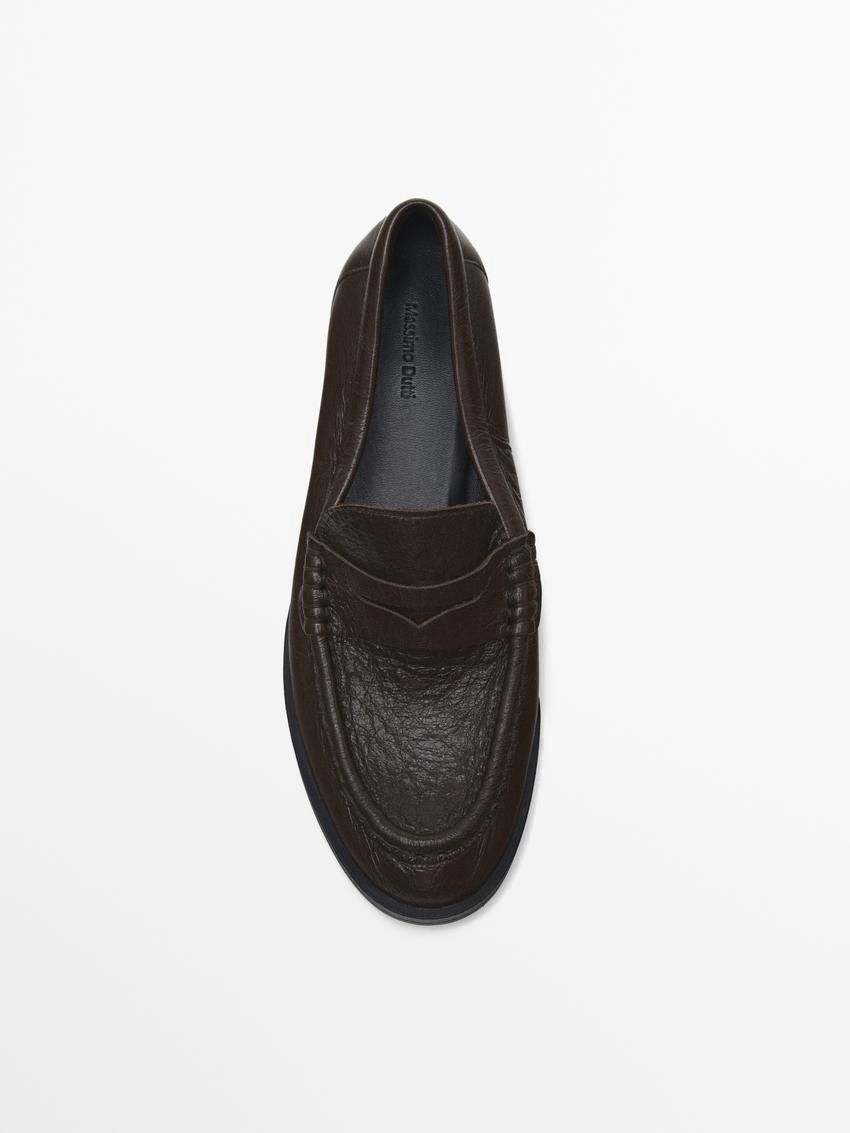 Massimo Dutti Leather Penny Women Loafers Dark Brown | US-WU0915462