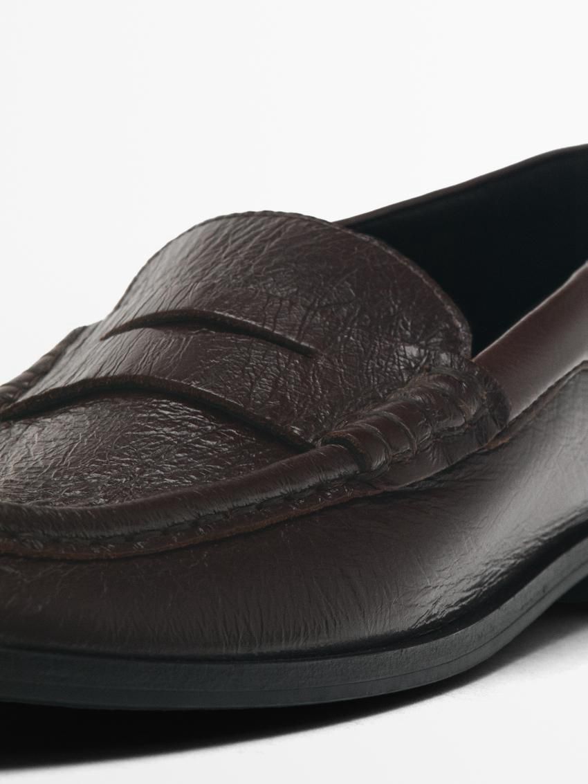 Massimo Dutti Leather Penny Women Loafers Dark Brown | US-WU0915462
